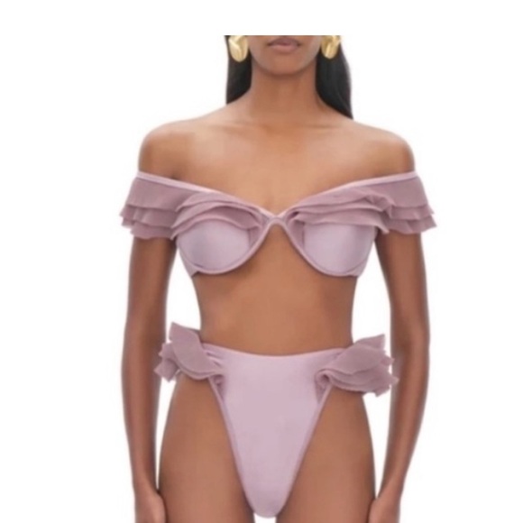 Andrea Iyamah Salama Bikini Top in Dusty Lilac - Picture 1 of 7